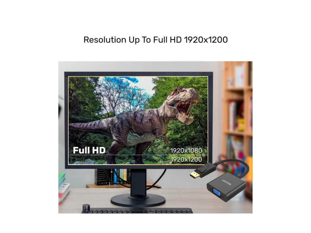Unitek DisplayPort to VGA Adapter - 1080p HD Resolution, Plug & Play Unitek DisplayPort to VGA Adapter - 1080p HD Resolution, Plug & Play
